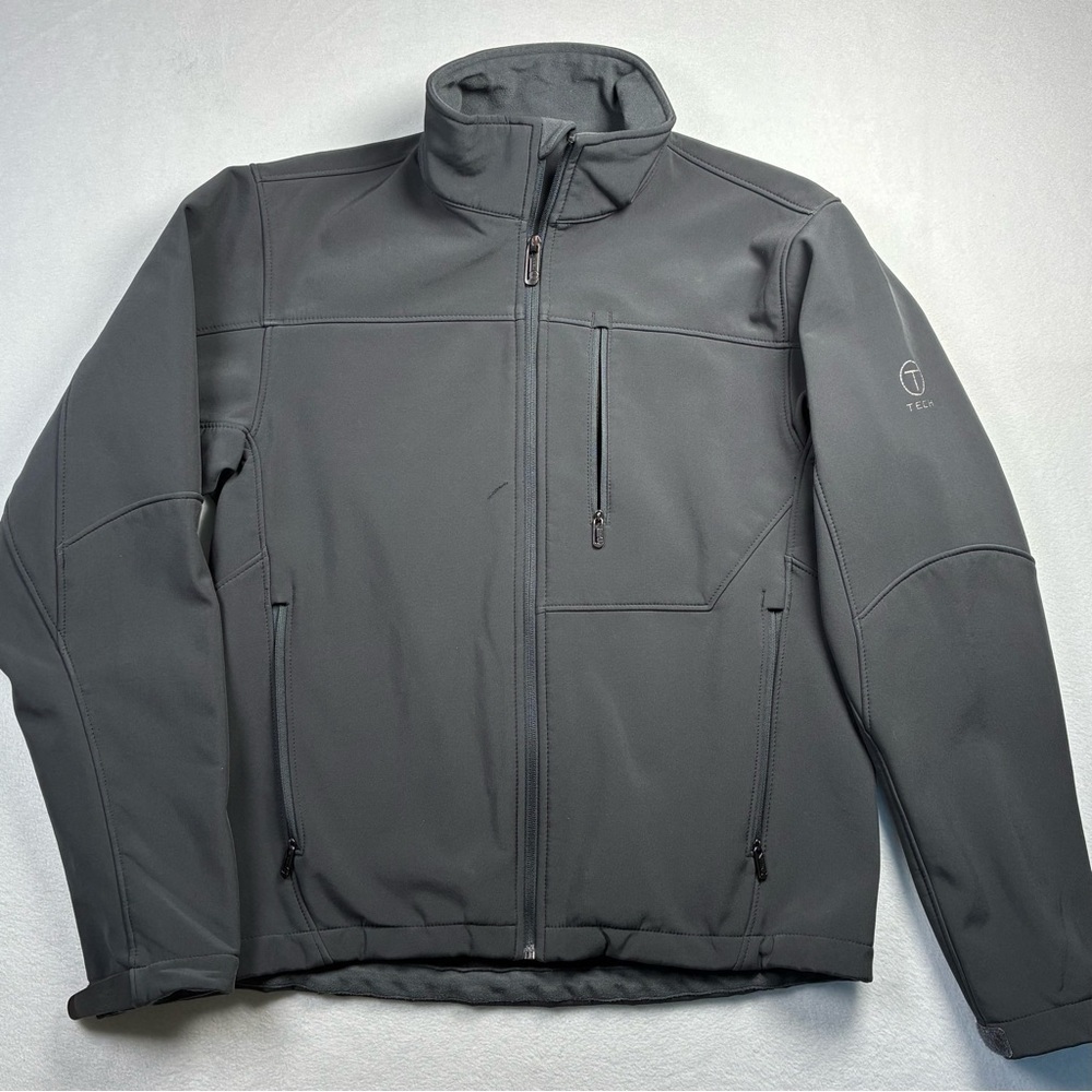 Tech By Tumi Men's Small Gray Softshell Jacket Fleece Lined Performance *Flaw